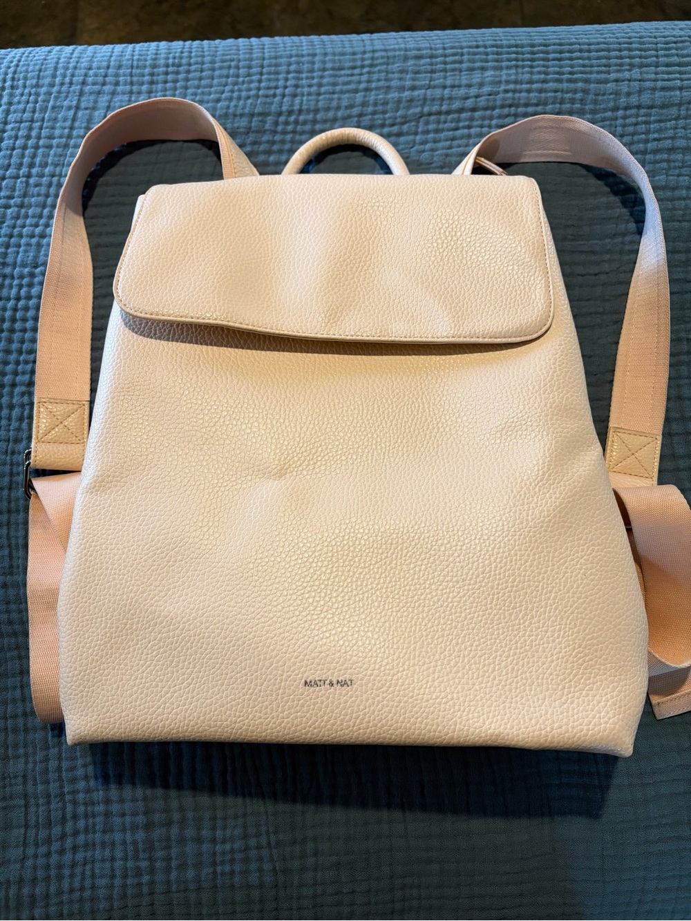 Matt & Nat Light Pink Pebbled Vegan Leather Backpack